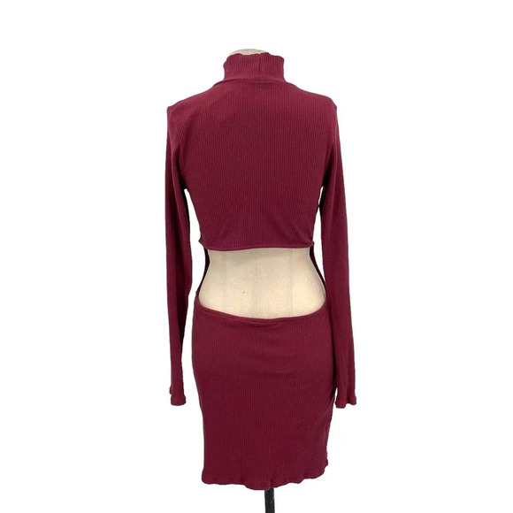 Free People Beach Guess Who's Back Rib Knit Cutout‎ Dress Wild Garnet Size Large - Picture 7 of 11